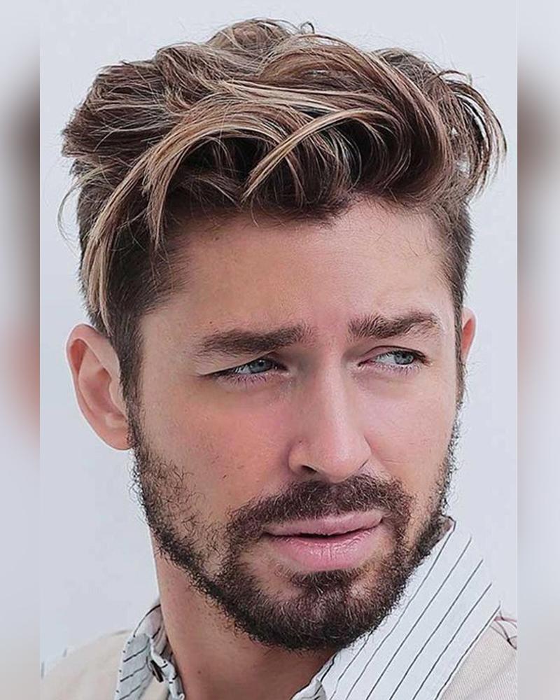 

Partially Short Brown Wig For Men, Multicolor