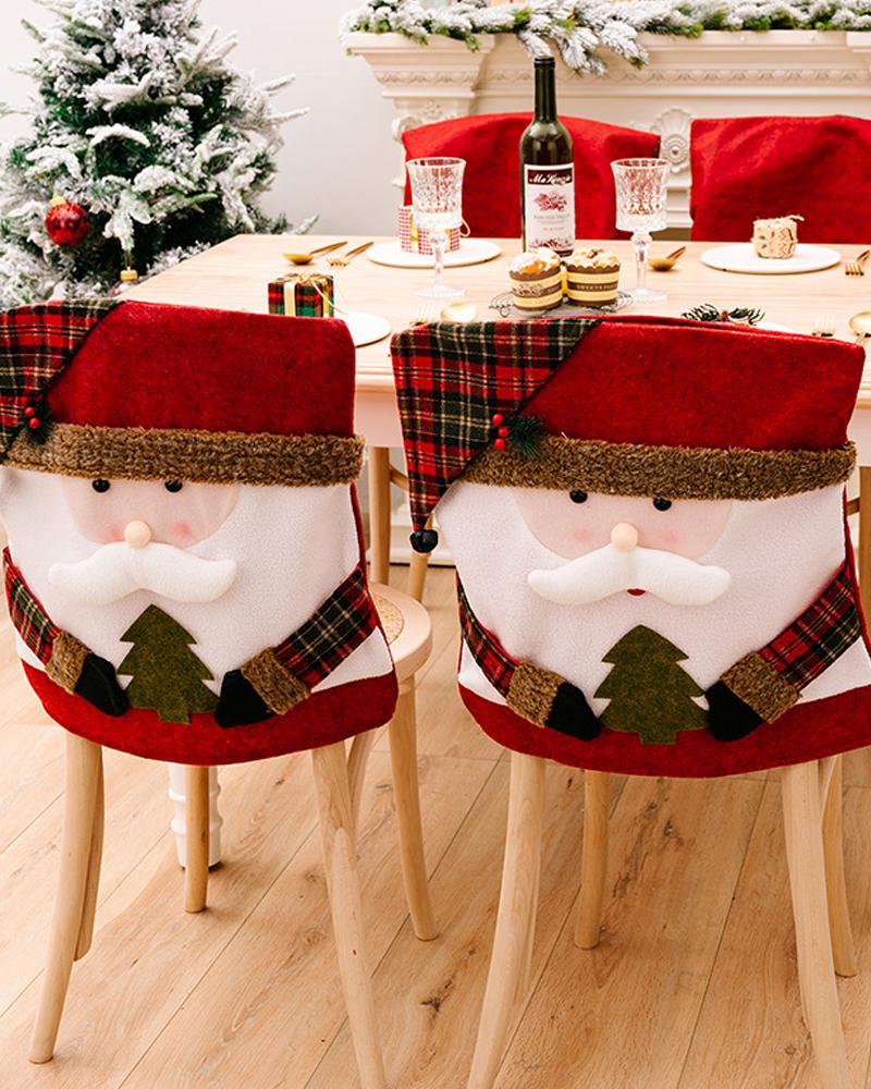 

1pc Christmas Dining Chair Cover Dinner Chair Slipcover Christmas Chair Seat Back Cover Protector Holidays Home Party Decoration, Style1