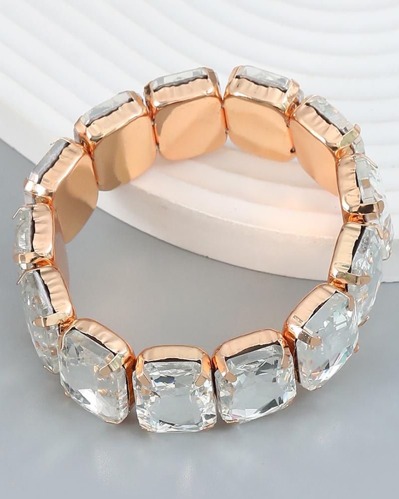 

1pc Geometric Crystal Stone Decor Bracelet, White