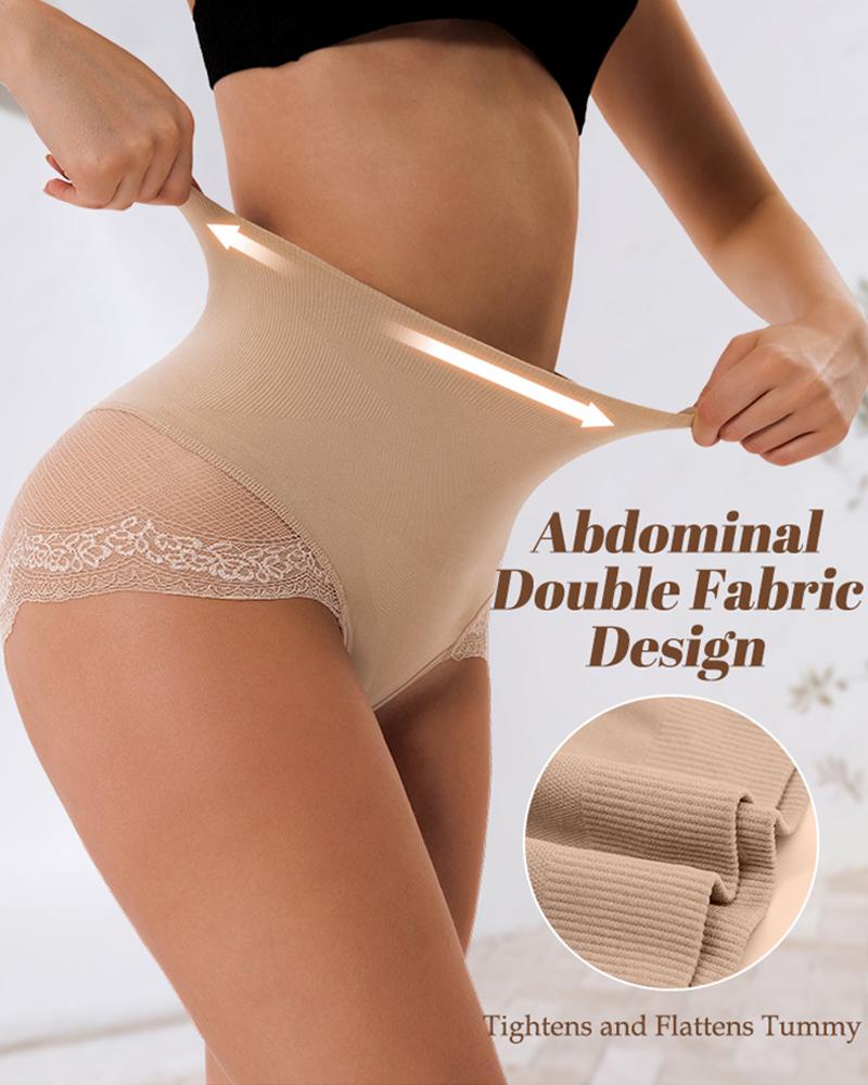 

ChicMe ShapeSculpt Culotte gainante taille haute en dentelle sexy pour le contrôle du ventre, Nude