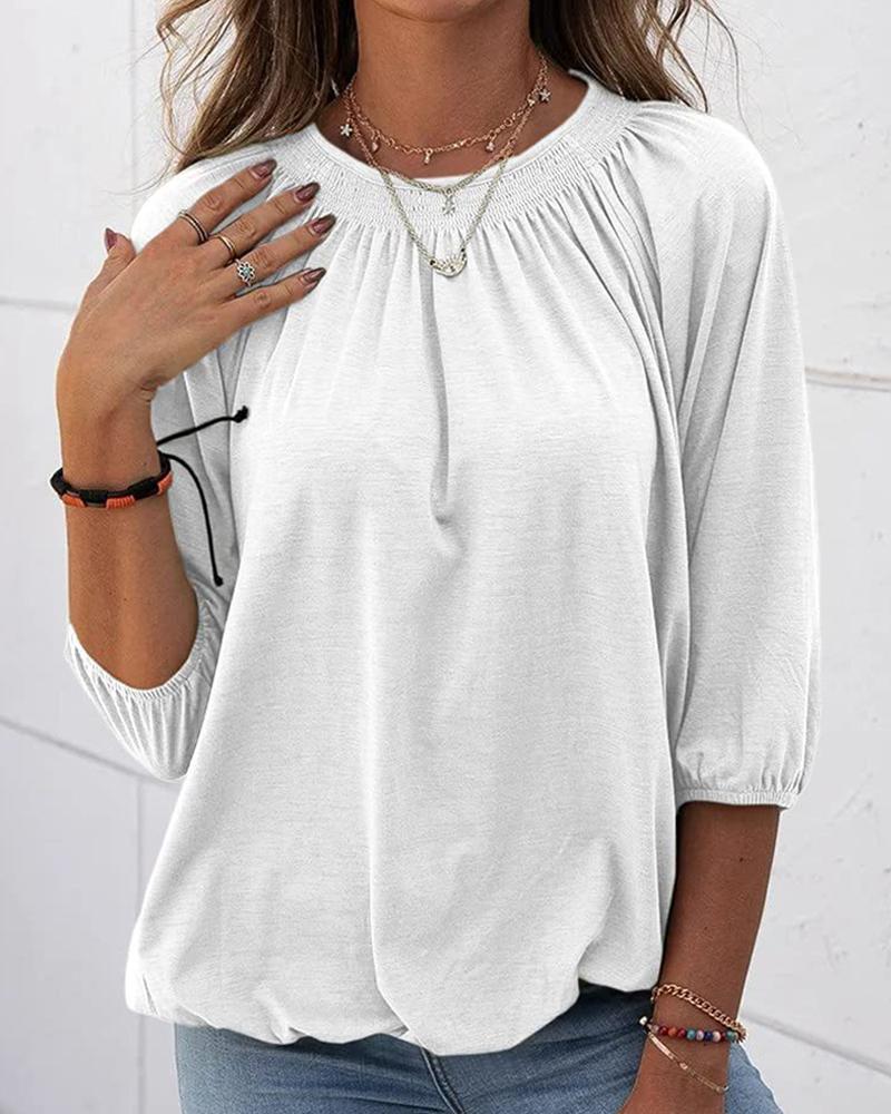 

Ruched Shirring Detail Casual Top, White