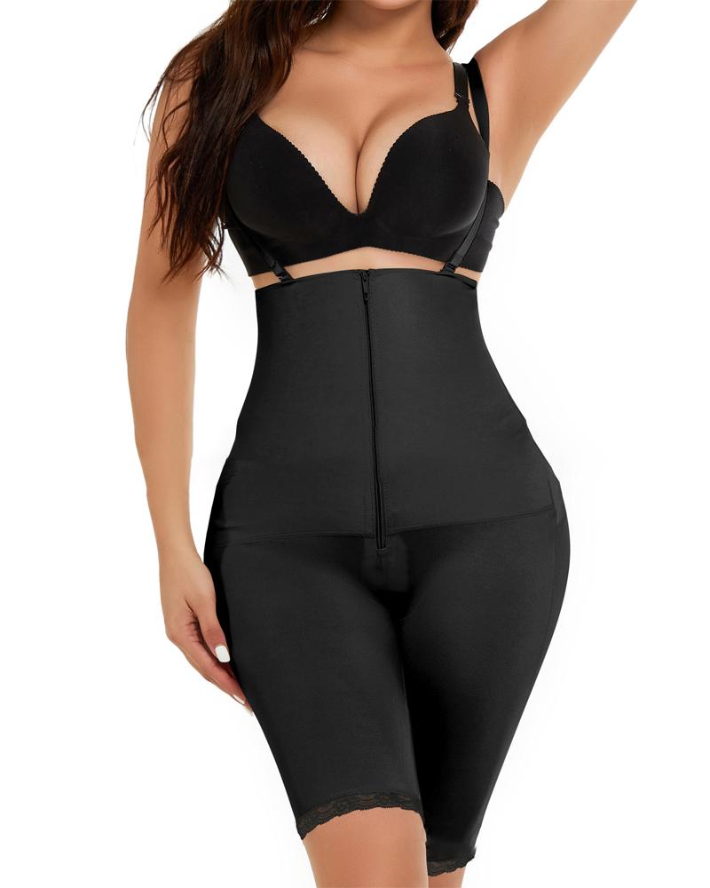 

High Waist Butt Lifting Shapewear Tummy Control Open Hip Panty Thigh Slimmer Full Body Shaper, Black