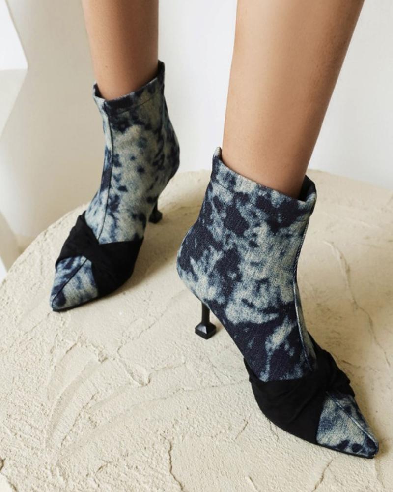 

Womens Point Toe Stiletto Heel High Heel Ankle Boots, Dark blue