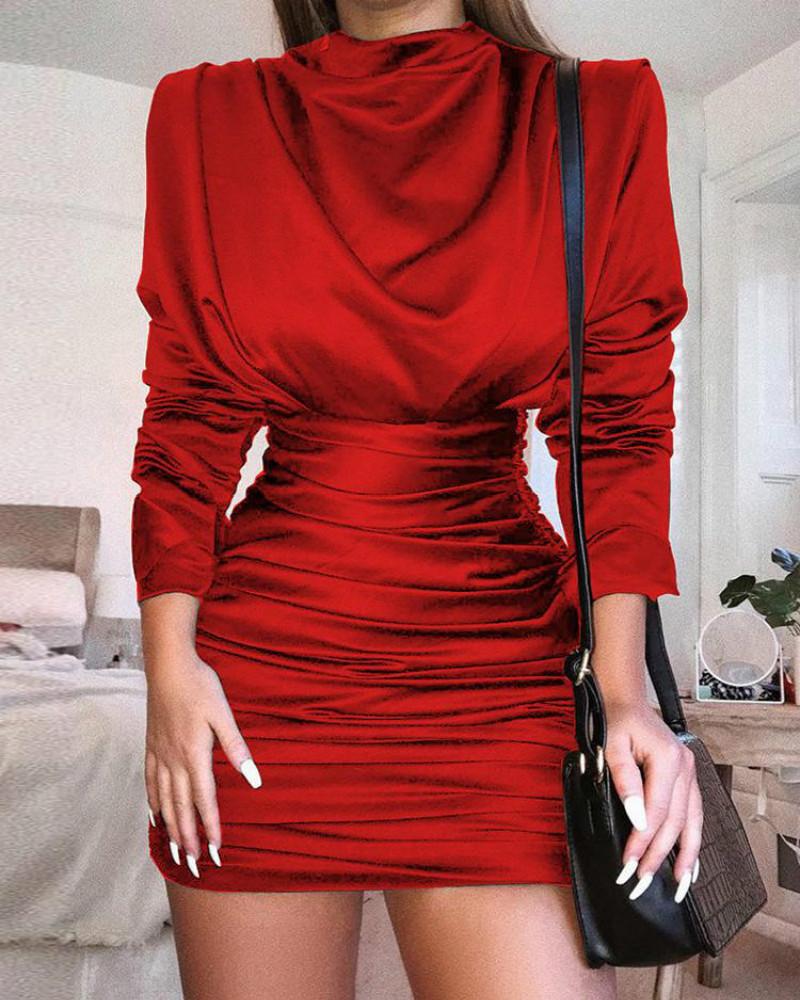 

Cutout Back Ruched Bodycon Party Dress, Red