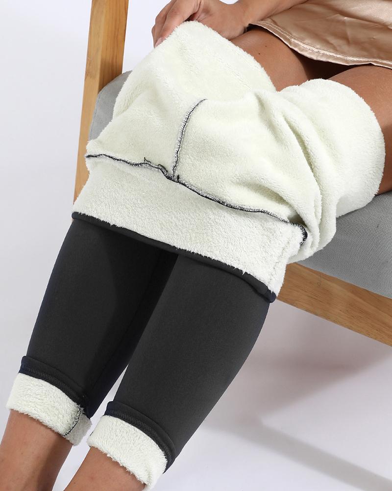 

High Waist Fleece Lined Leggings, Gray
