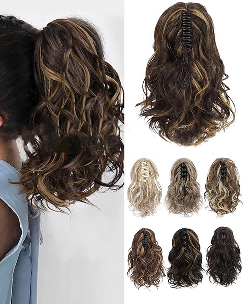 

Mixed Color Body Wave Ponytail Extension Hair Claw Synthetic Hairpieces, Style1