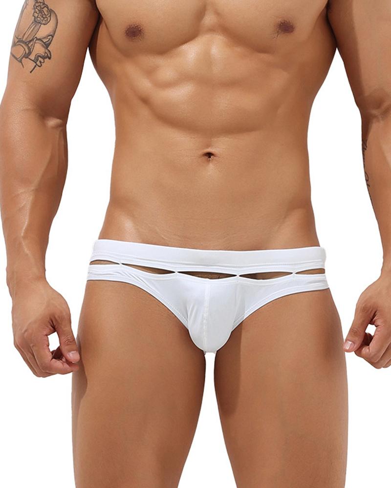 

Solid Color Cut-out Low Waist Skinny Underpants, White
