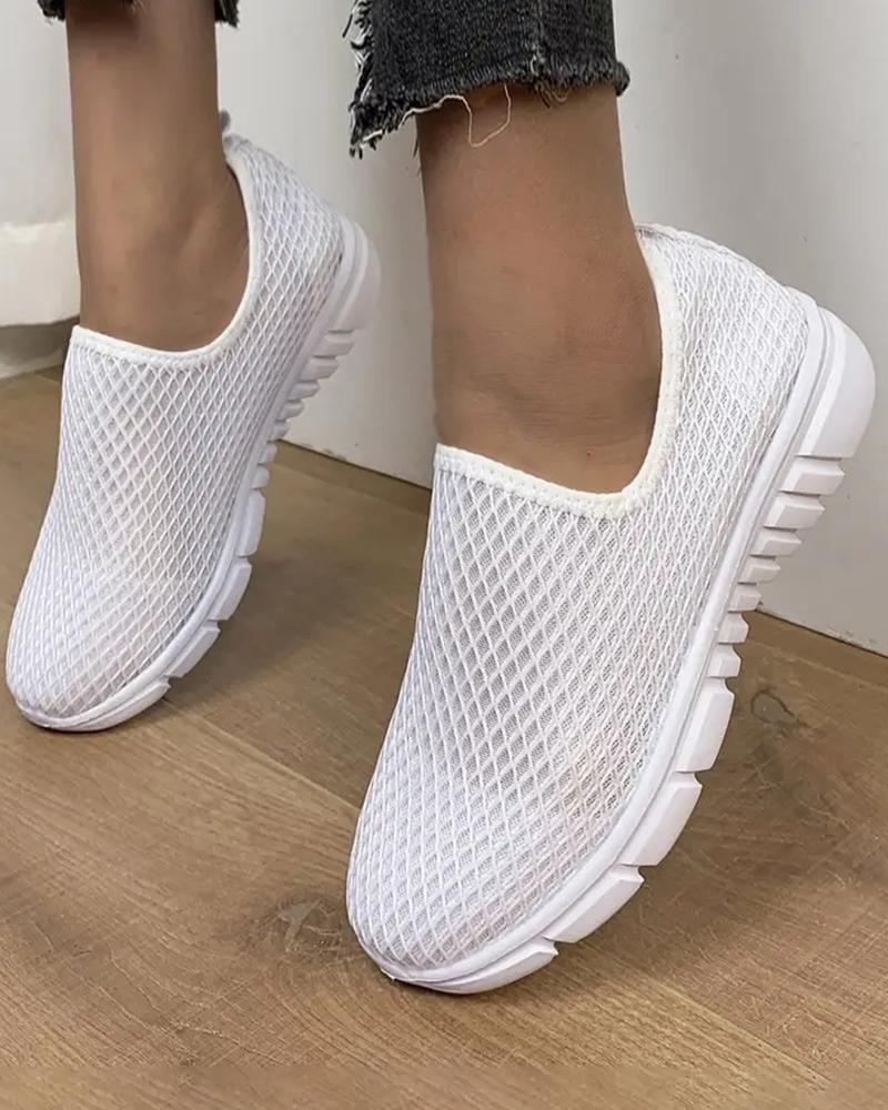 

Hollow Out Slip-on Breathable Sneakers, White