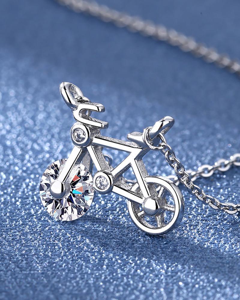 

Bicycle Pattern Studded Chain Necklace, Silver