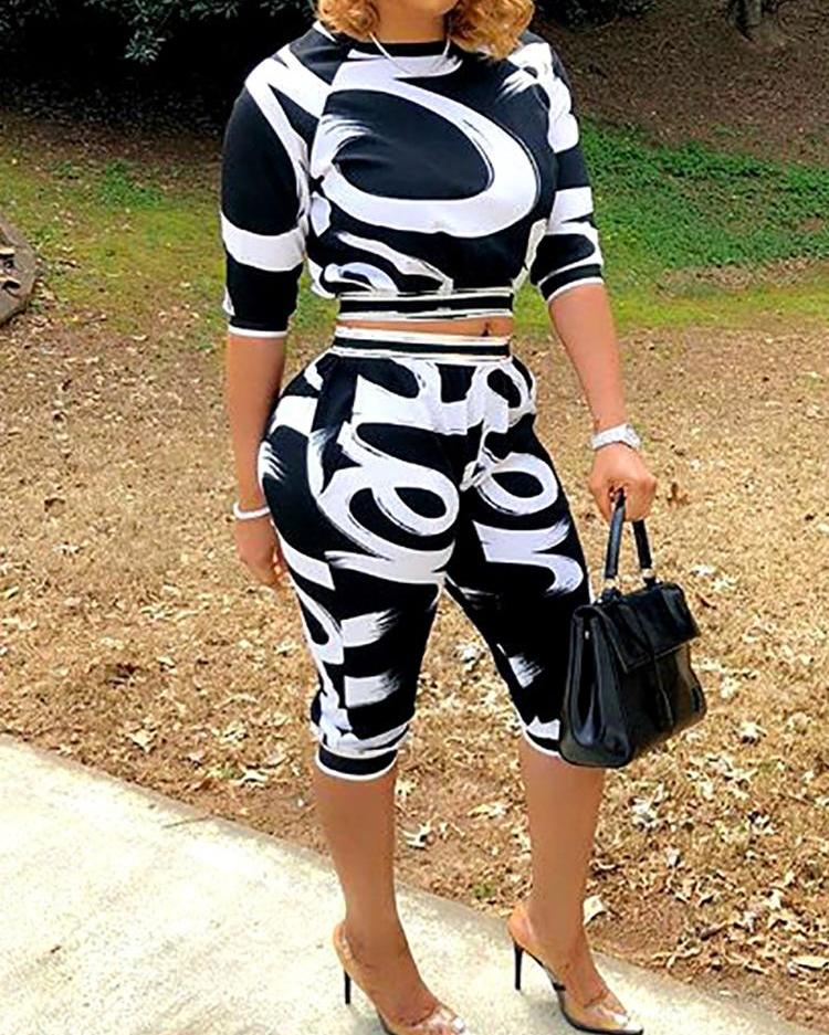 

Color Block Slinky Top With Pants Set, Black