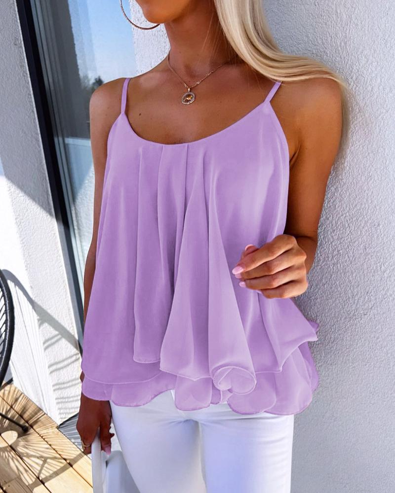 Ruffle Hem Flowy Cami Top