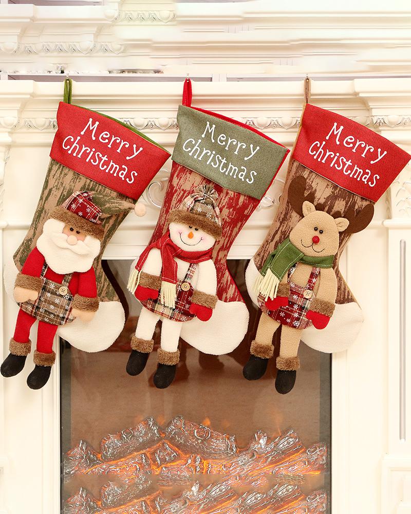 

Xmas Big Stockings Santa Snowman Elk Hanging Candy Bag Christmas Tree Ornament, Style1