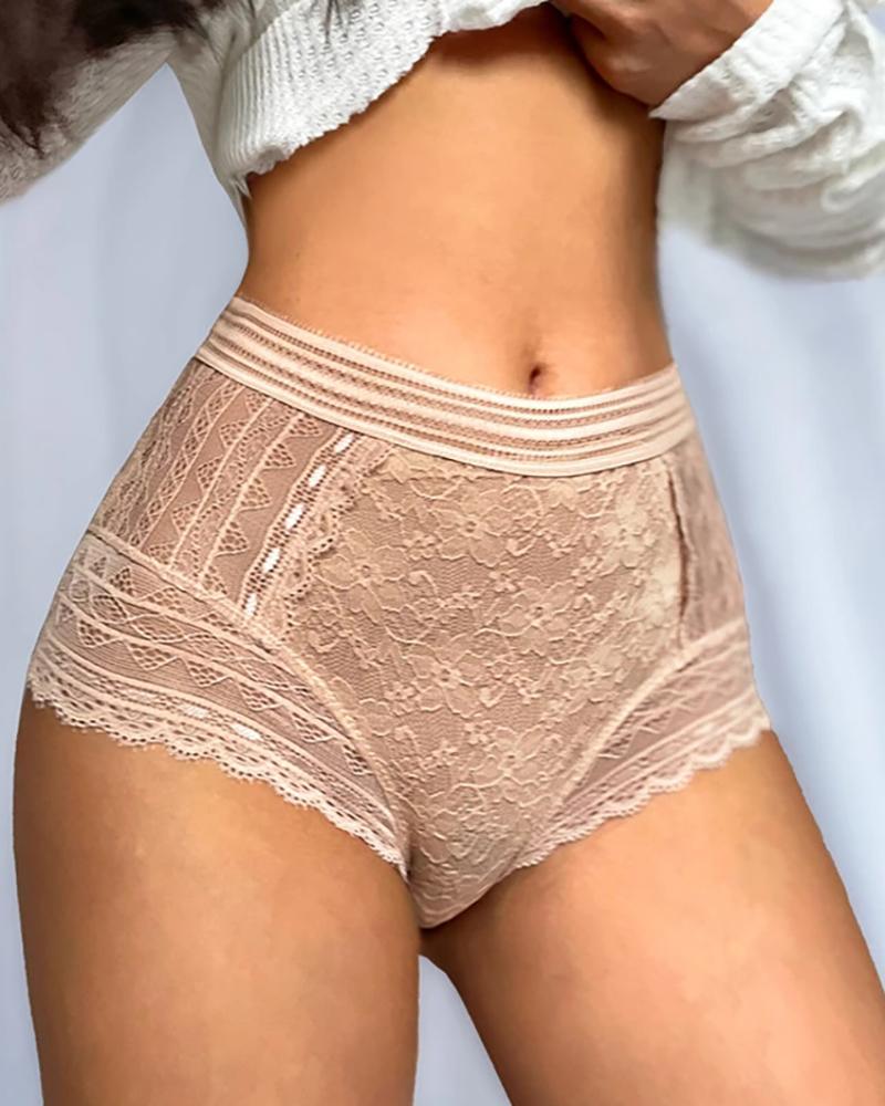 

Floral Lace High Waist Panty, Nude