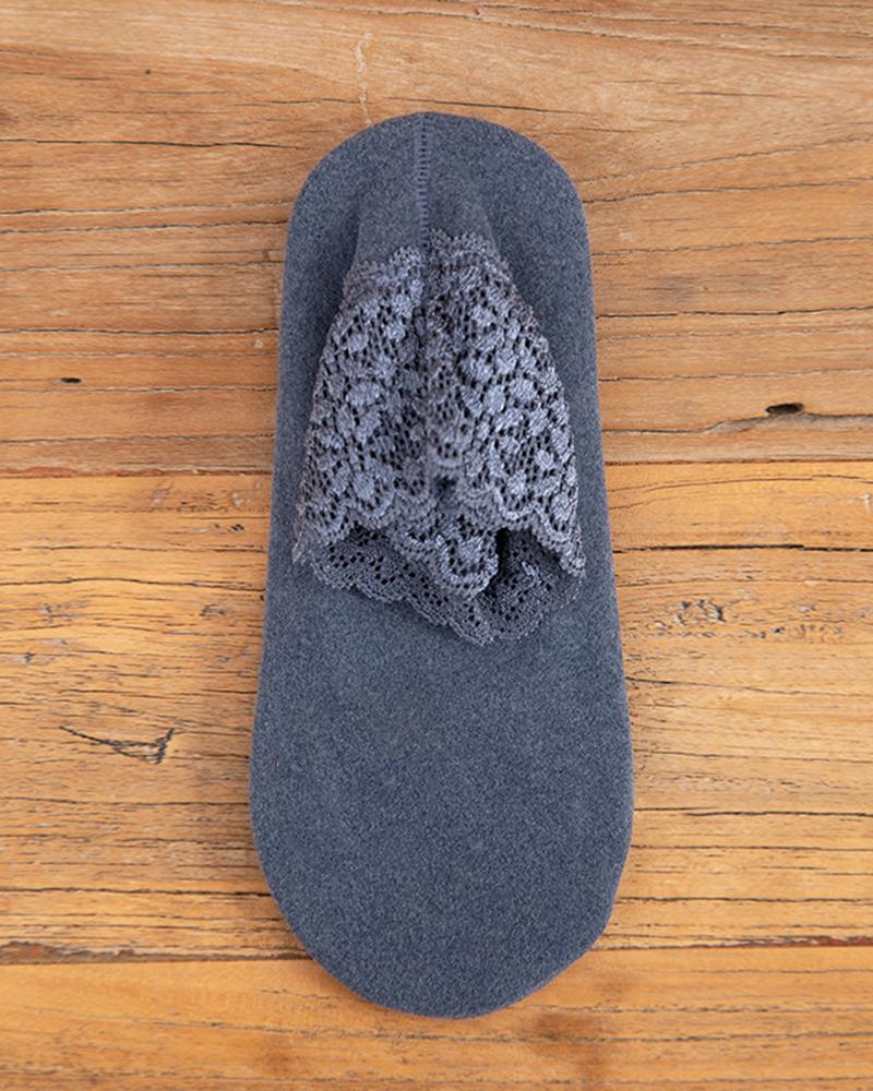 

1Pair Lace Trim Thermal Ankle Socks, Blue