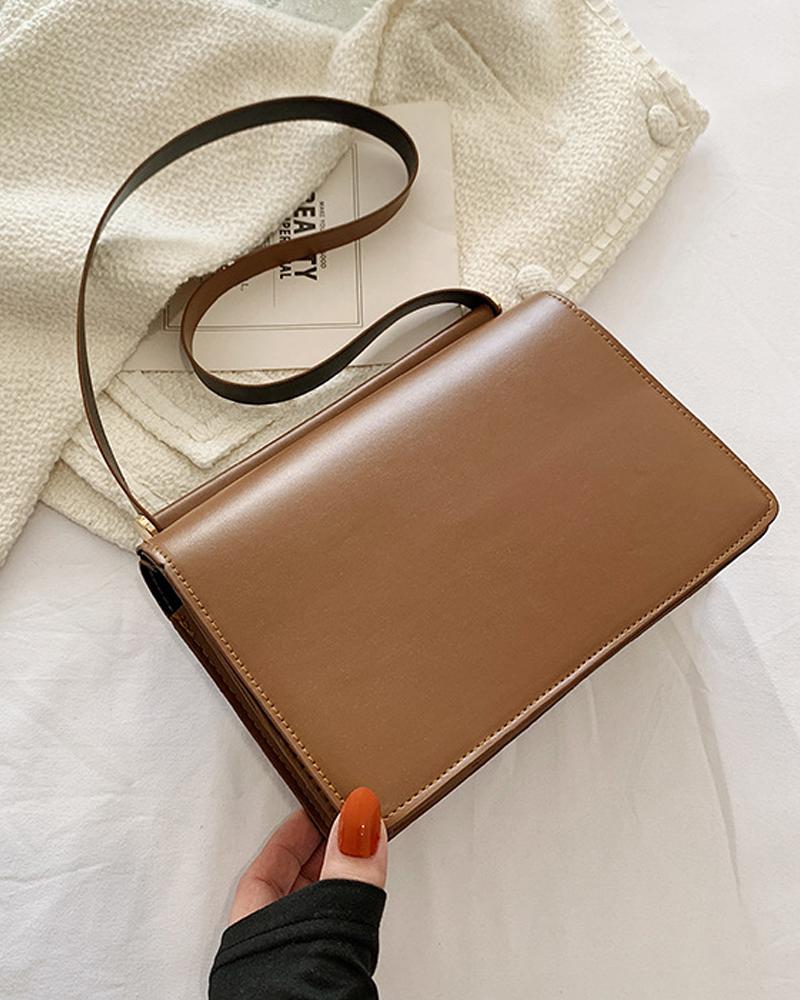 

Minimalist Flap Shoulder Bag, Brown