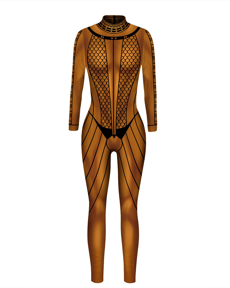 

Halloween Graphic / Skeleton Print Skinny Costume Jumpsuit, Style4
