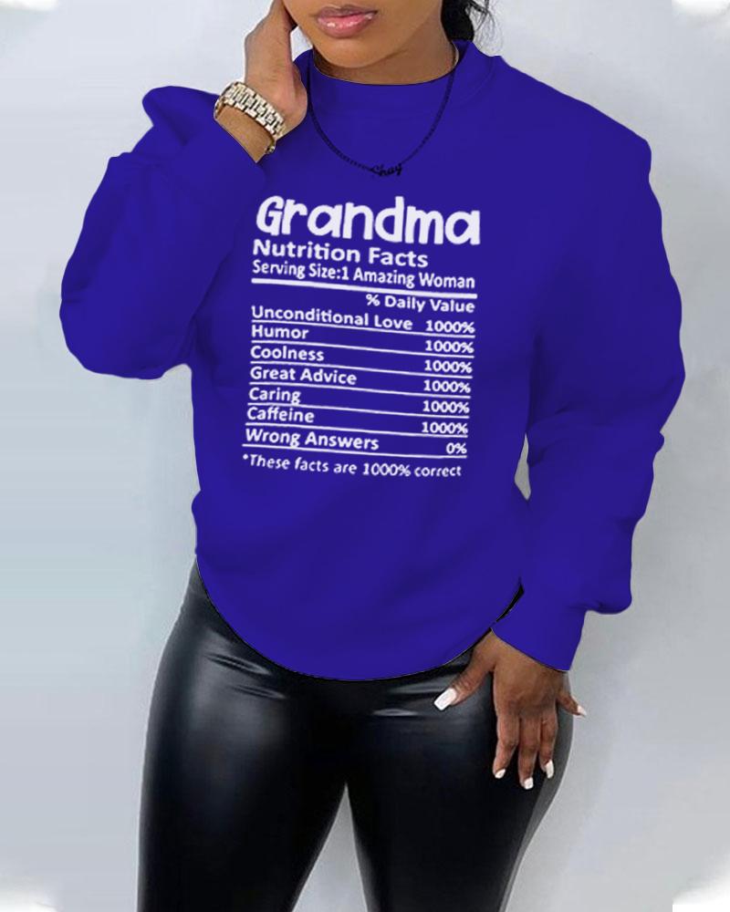 

Grandama Print Long Sleeve Sweatshirt, Blue