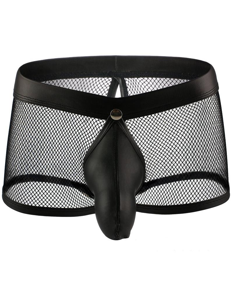 

Solid Color Fishnet Cut-out Underpants, Black