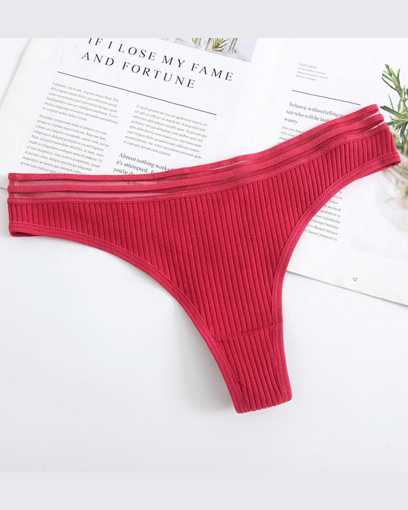 

Skinny Solid Color Low Waist Panties, Red