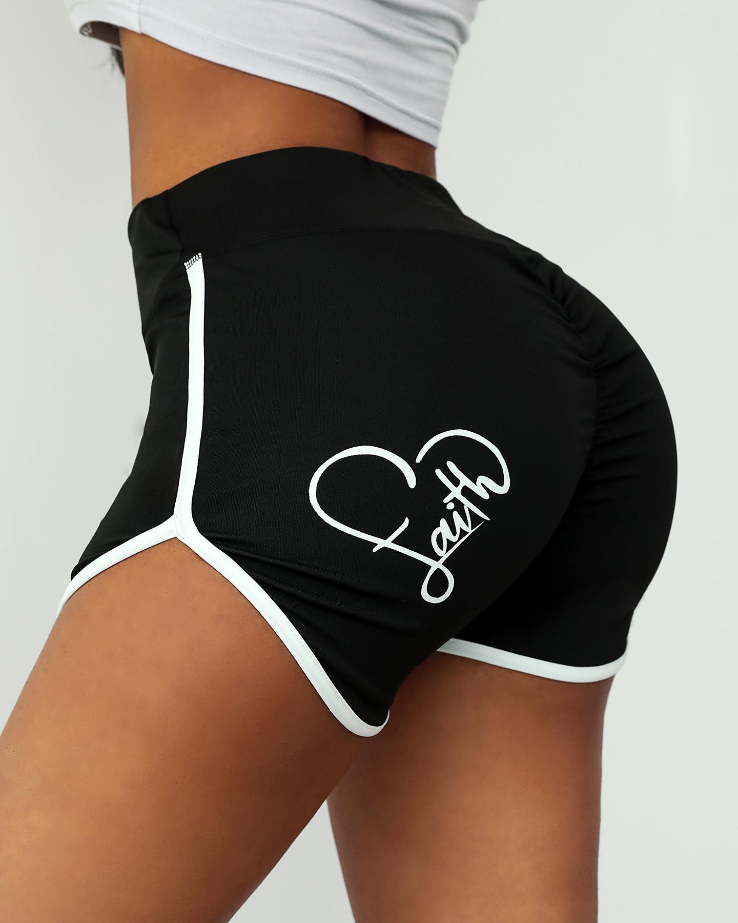 

High Waisted Butt Lifting Scrunch Booty Yoga Shorts, Black