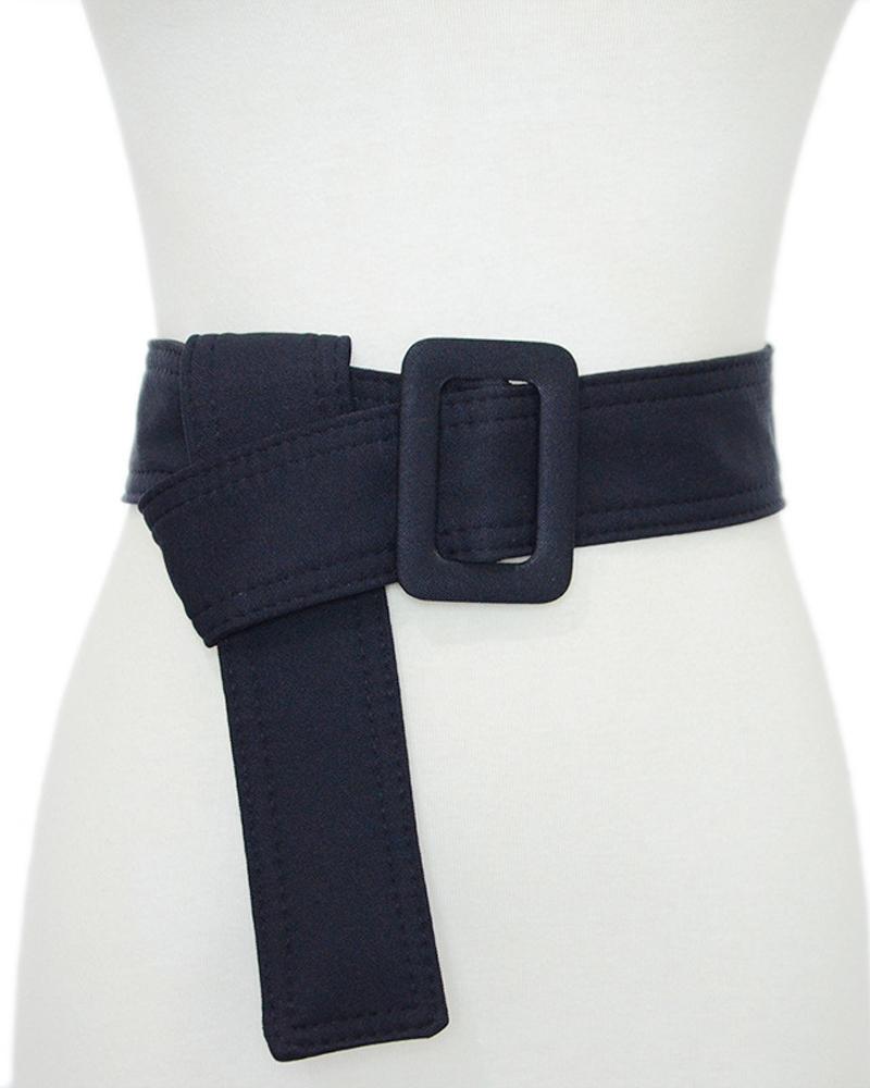 

1pc Knot Detail Buckled Wide Belt, Black