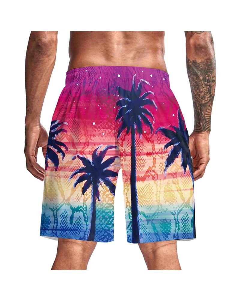 

Hawaii Floral Print Loose Drawstring Shorts, Multicolor
