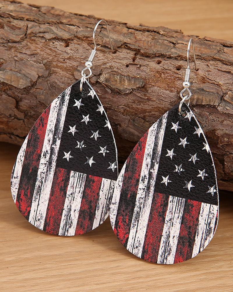 

1Pair Independence Day Vintage Flag Waterdrop Earrings, Multicolor