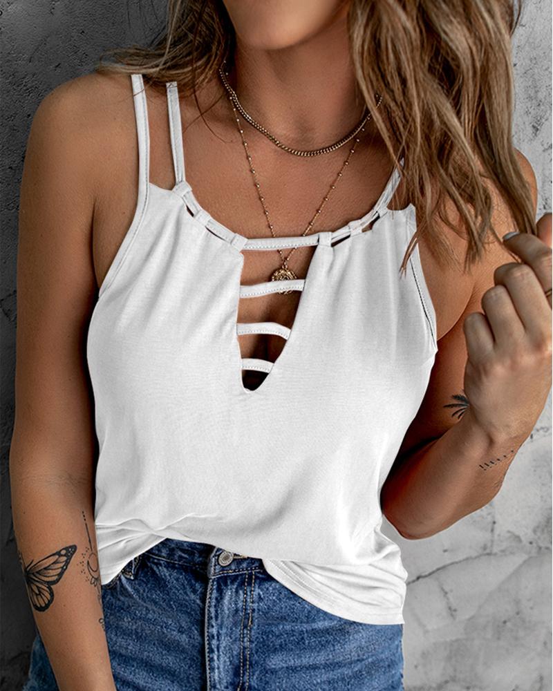 

Dual Strap V-Cut Cami Top, White