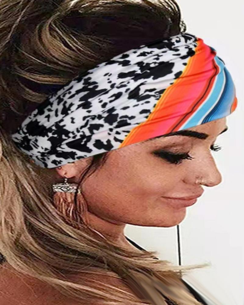

Leopard Wide Yoga Sports Headband, Blue