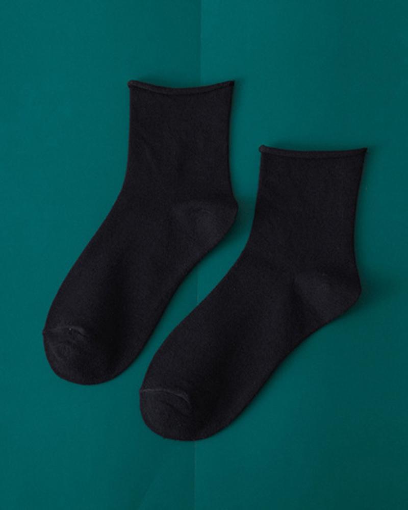 

1Pair Rolling Top Soft Socks, Black