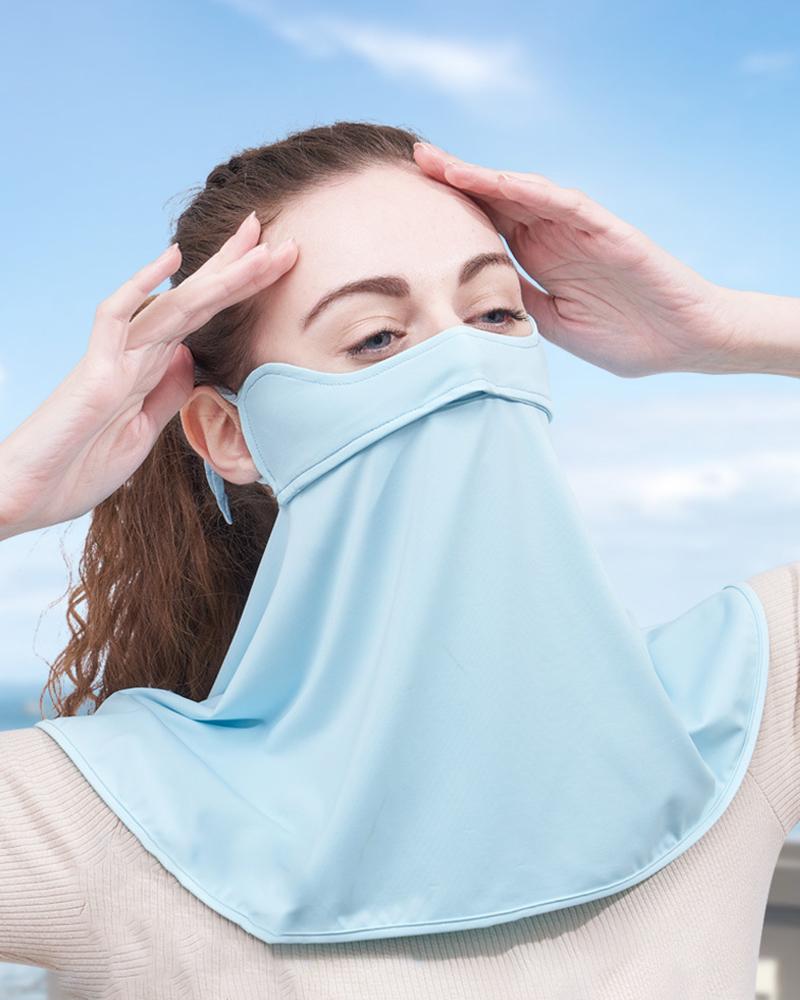 

Summer Adjustable Mounting Ears Cycling Face Mask Ice Silk Breathable UV Protection Outdoor Neck Gaiter, Blue