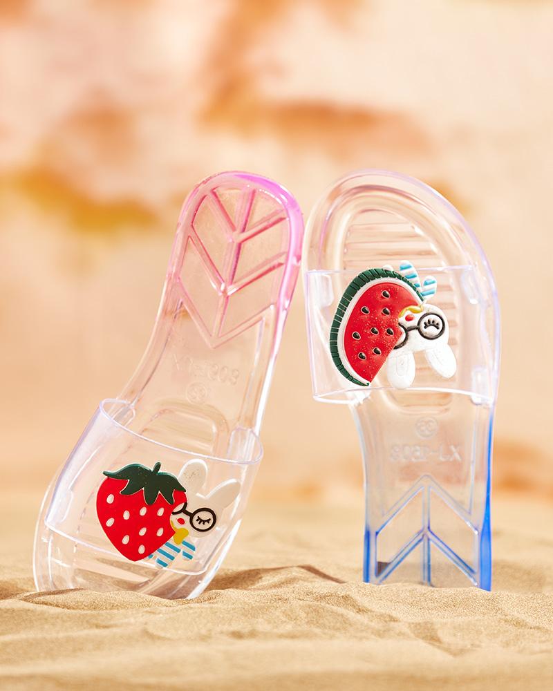 

Clear Perspex Fruit Rabbit Pattern Slipper, Blue