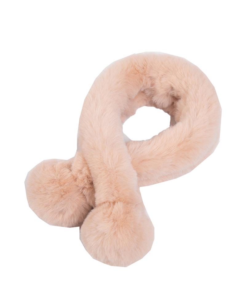 

1pc Warm Soft Fuzzy Wrap Around Loophole Scarf, Apricot