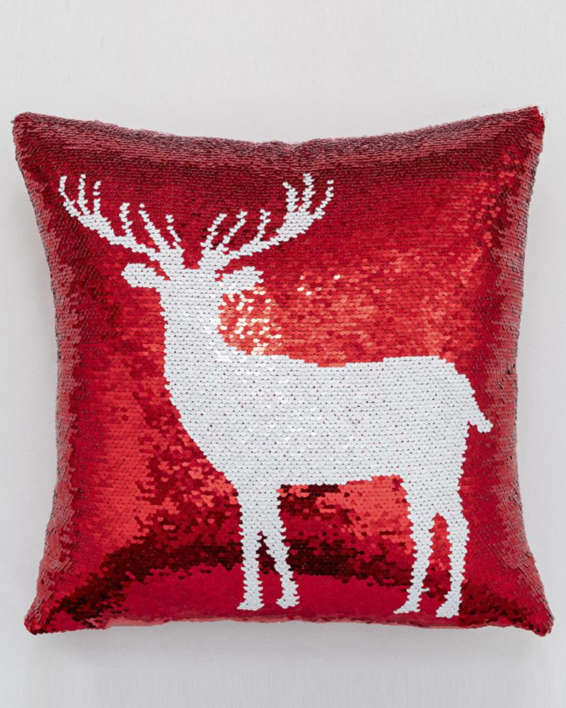 

1pc Christmas Snowflake Reindeer Pillow Cover 40x40CM Farmhouse Pillow Cover Holiday Rustic Linen Pillowcase Sofa Couch Throw Christmas Decoration, Style3