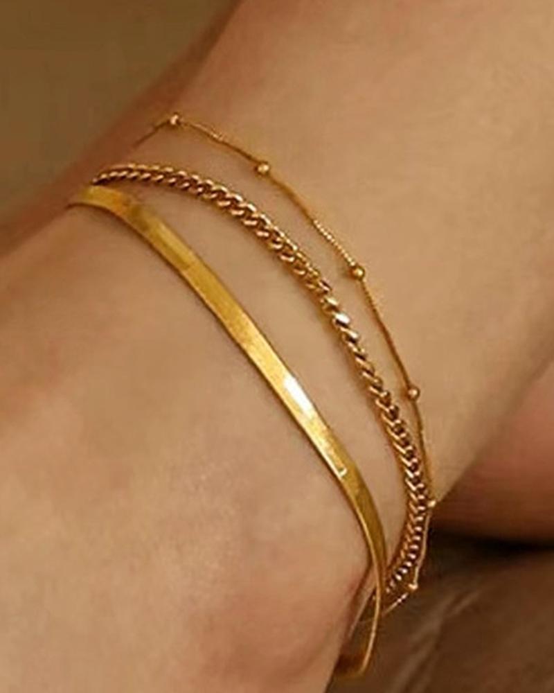 

1pcs Multi-layer Herringbone Minimalist Chain Anklet, Gold