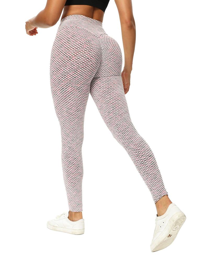 

High Waist Multicolor Skinny Sport Yoga Pants, Red bean