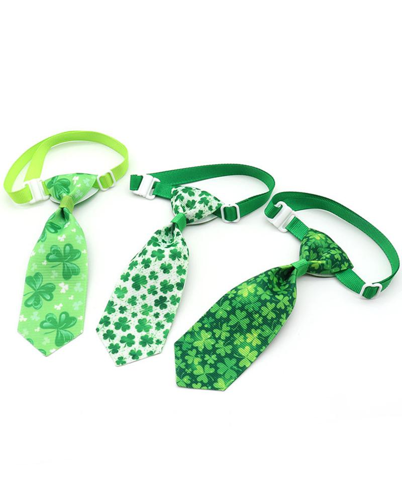 

1pcs Clover Print St. Patrick's Day Pet Tie, Style3