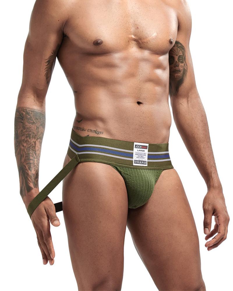 

Colorblock Strap Skinny T-string Panties, Army green