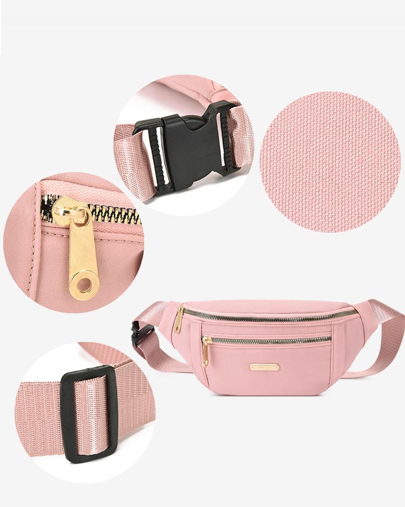 

Fashion Waterproof Large capacity Adjustable Waist Belt Travel Hiking Sports Fanny Pack, Pink