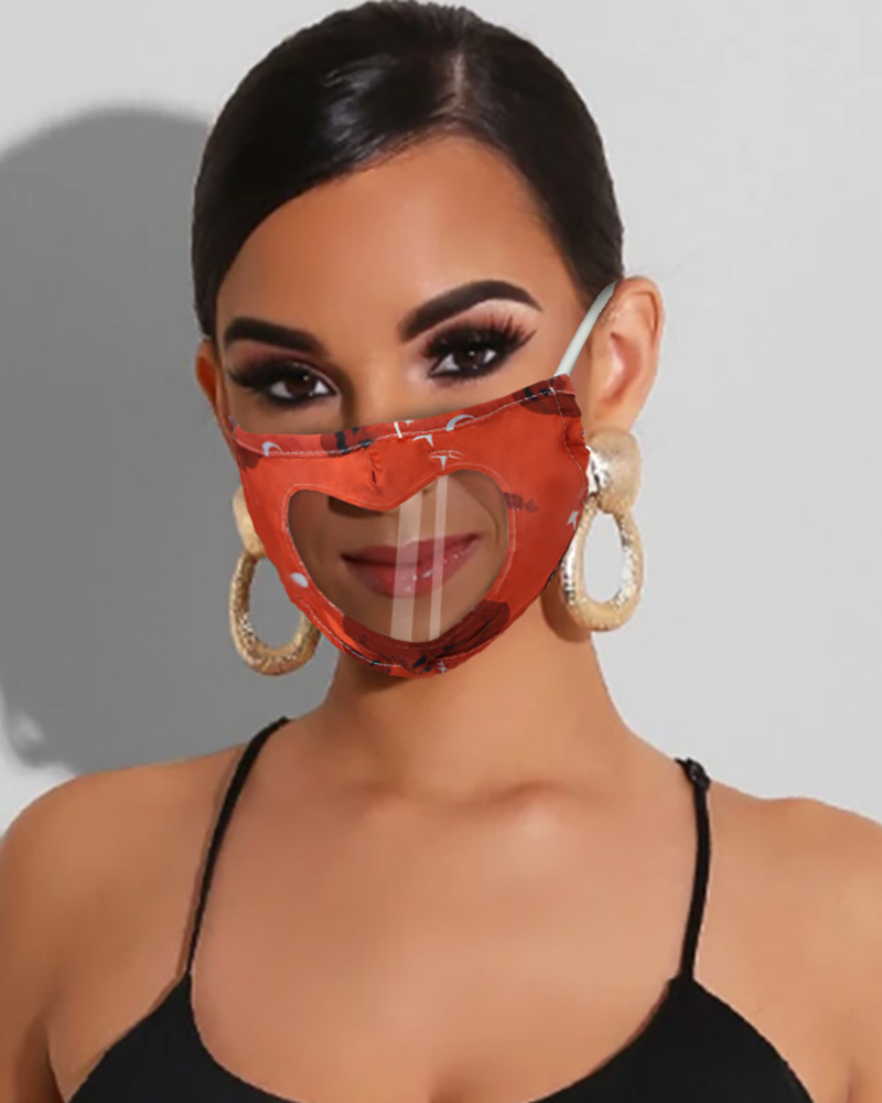 

Halloween Themed Happy Ghost Print Visible Face Mask, Style5