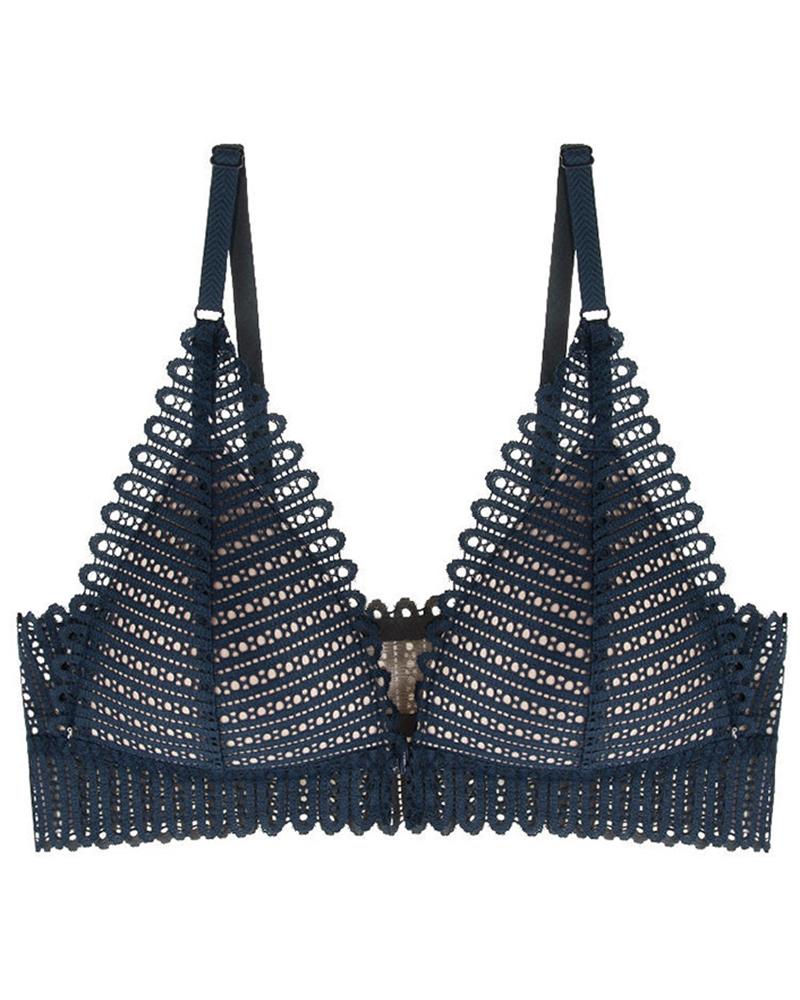 

Push Up Front Deduction Breathable Lace Bralette, Blue