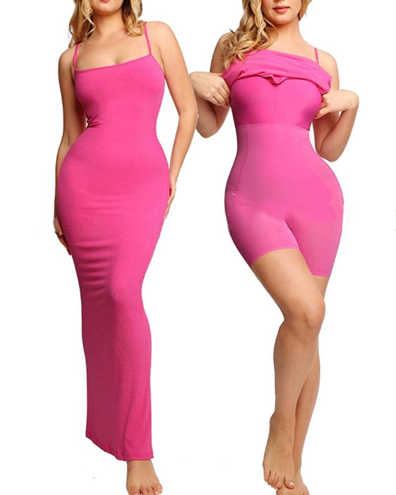 

Tummy Control Butt Lifting 2-In-1 Shapewear Dress, Hot pink