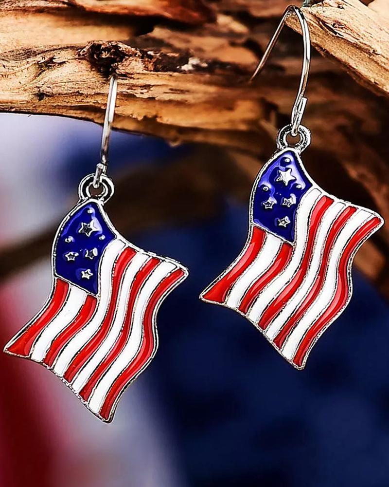 

Independence Day American Flag Pattern Drop Earrings, Blue
