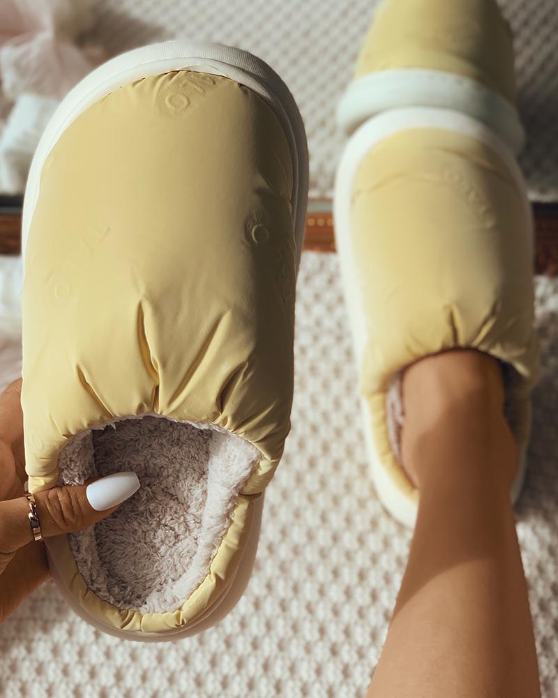 

Close Toe Lined Casual Slide Slippers, Yellow
