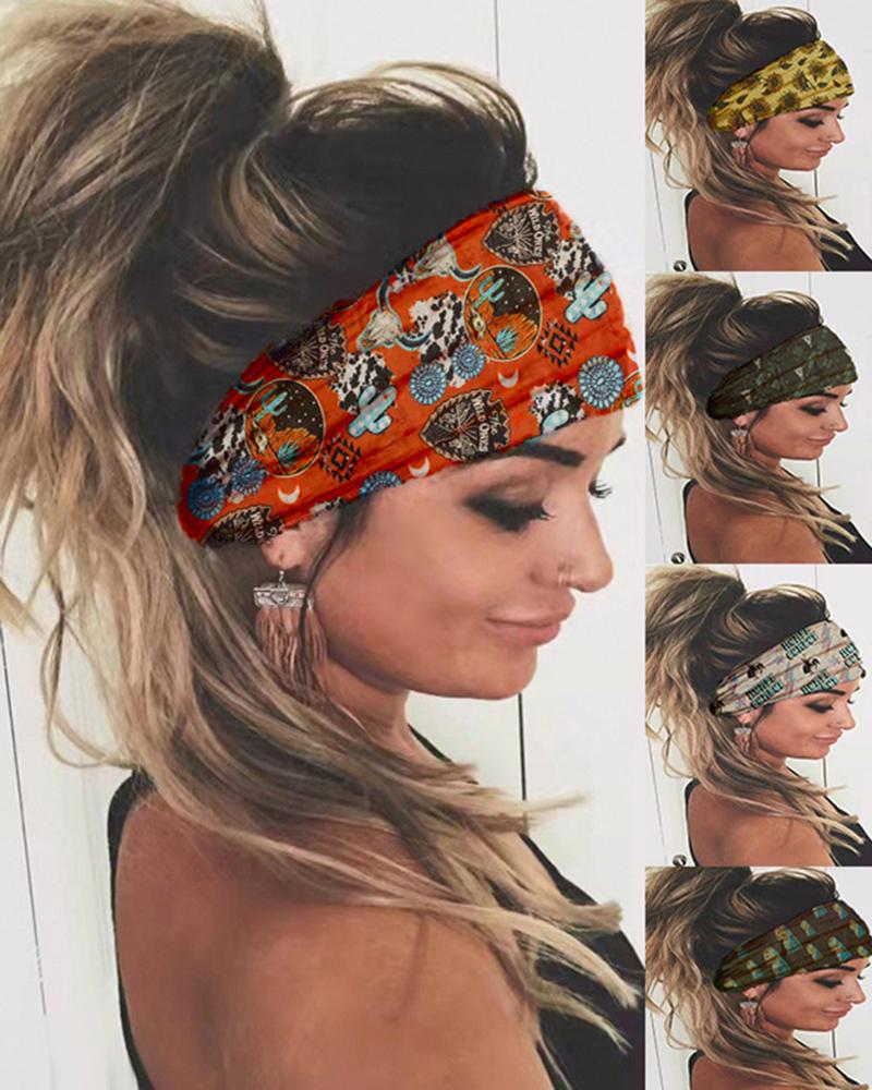 

Vintage Graphic Wide Yoga Sports Headband, Orange