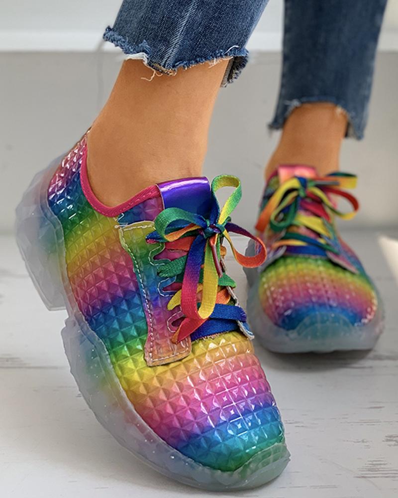 

Colorblock Lace-up Casual Sneakers, Multicolor