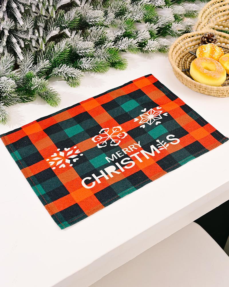 

Christmas Plaid Placemat Table Mat Heat Resistant Burlap Table Placemats for Home Kitchen Dining Christmas Holiday Decor, Style3