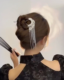 

1pc Vintage Hollow Out U-Shaped Pearls Tassel Hair Pin, White