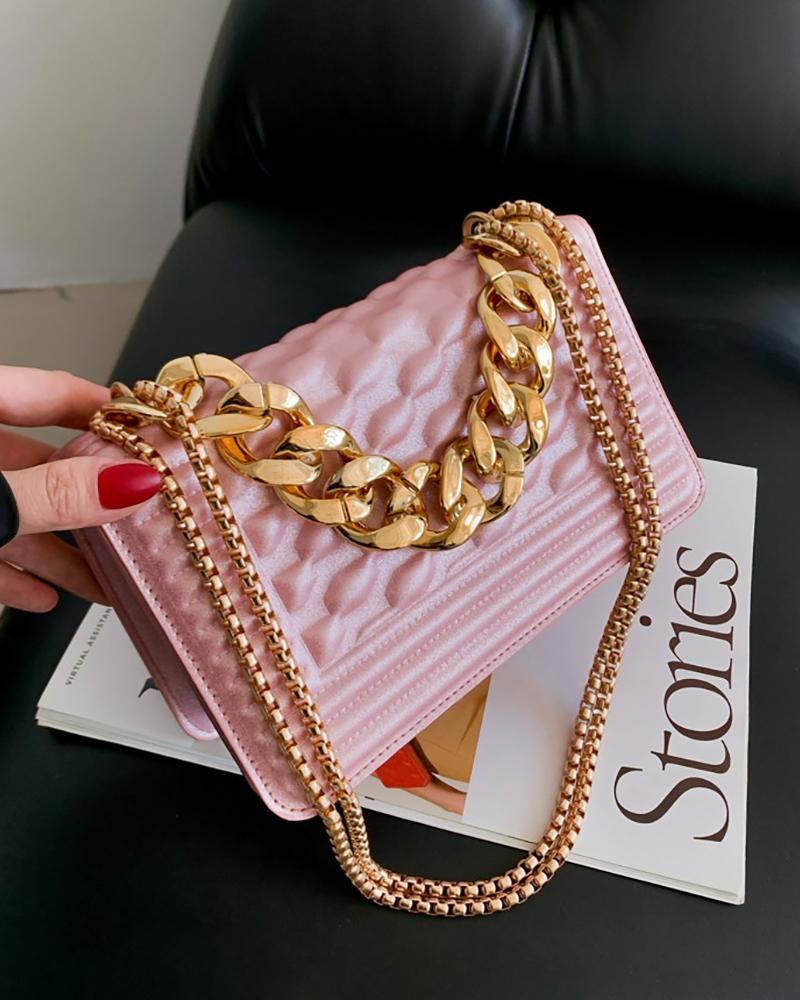 

Chain Strap Square Shoulder Handbag, Pink