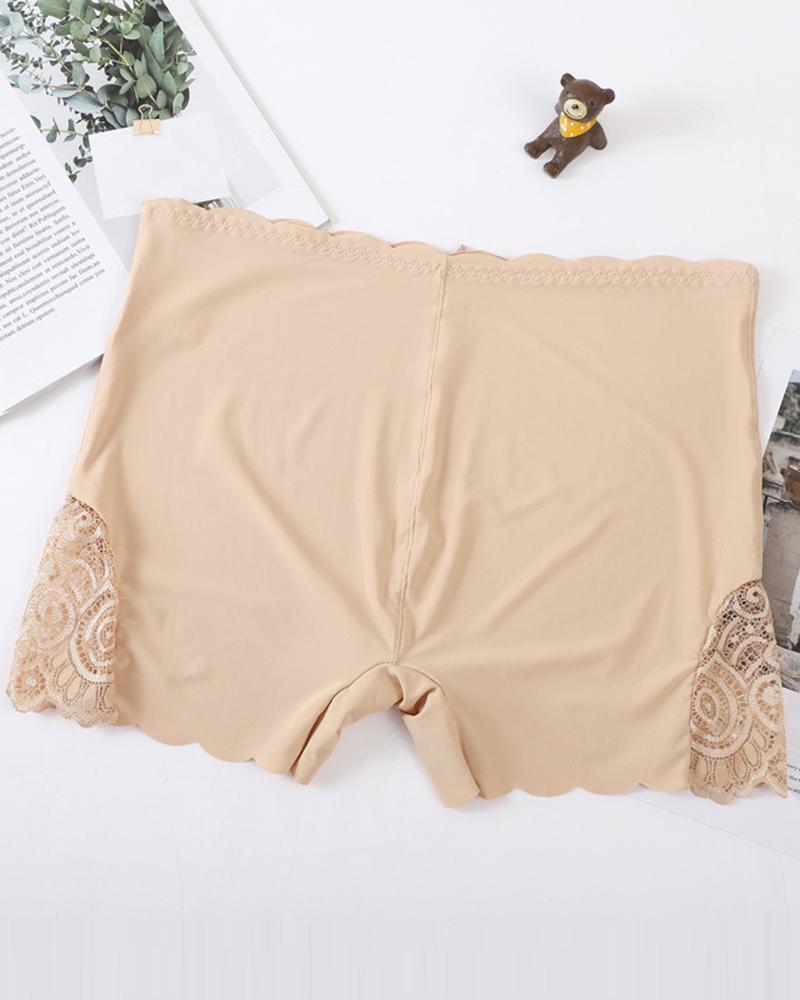 Panty tipo shorts sin costuras con parche de encaje